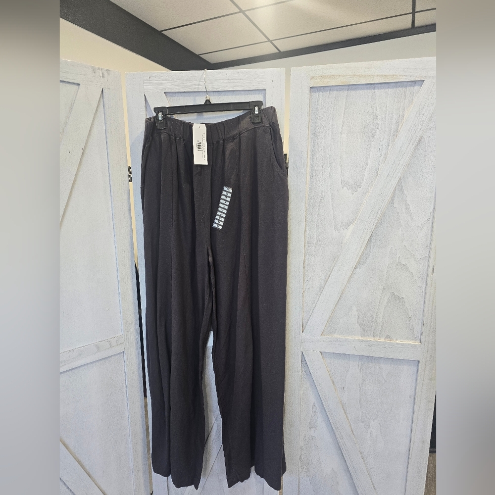 Zenana Linen Wide Leg Pants Grey